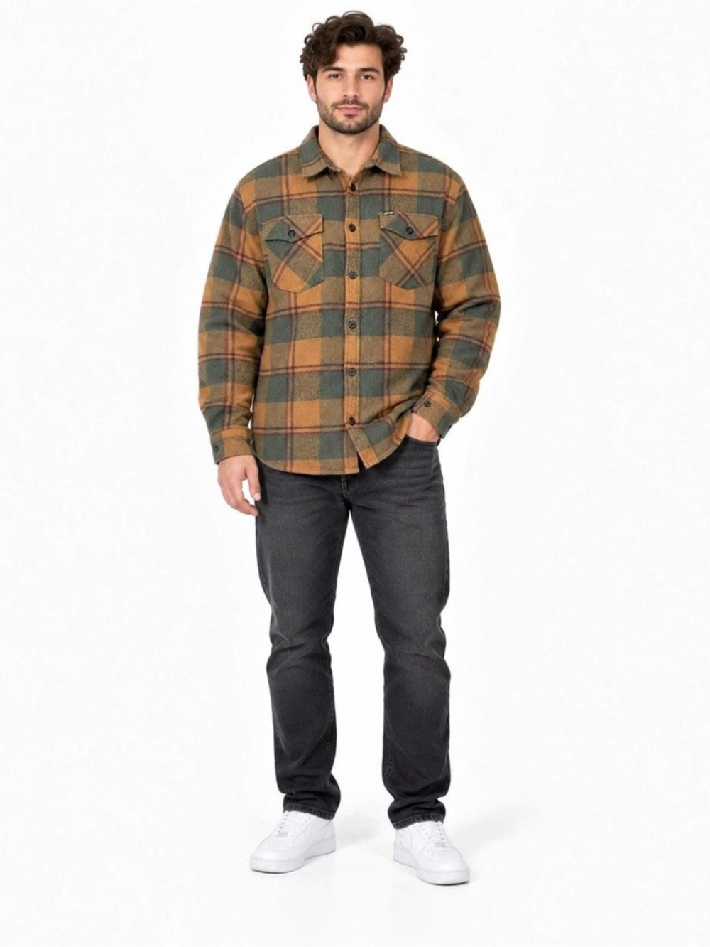 Dark Seas Plaid Sherpa Lined Flannel Shacket Men’s XXL